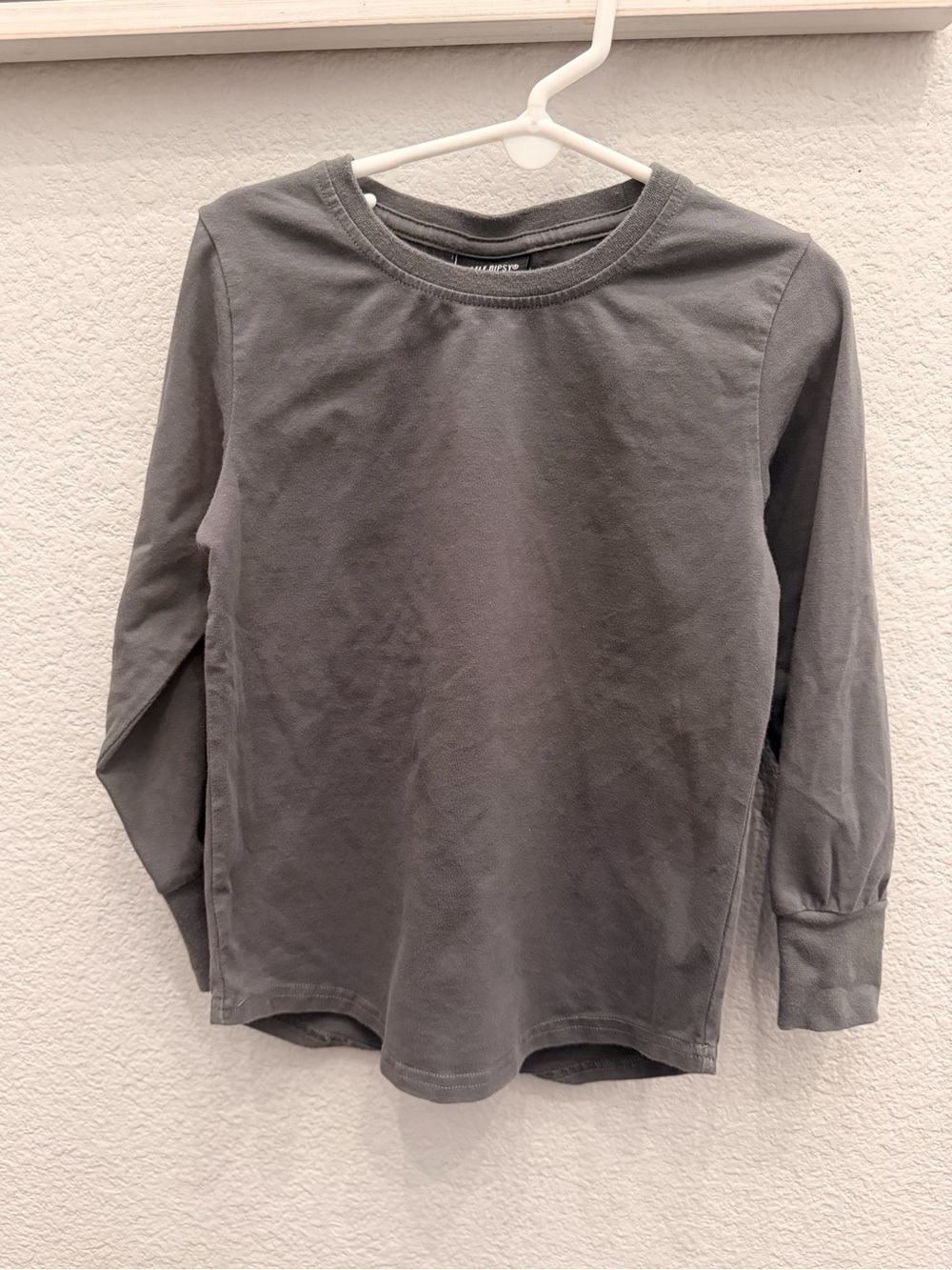 Little Bipsy Long-Sleeve Crewneck Top - Charcoal Gray